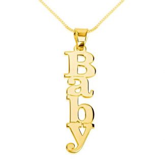 Gold-Plated Sterling Silver Vertical English Name Necklace