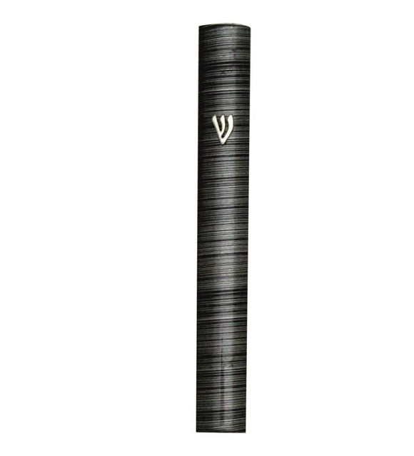 Aluminum Mezuzah 10 cm-3D Metallic Gray & Black Striped Design- Special profile, Metal 