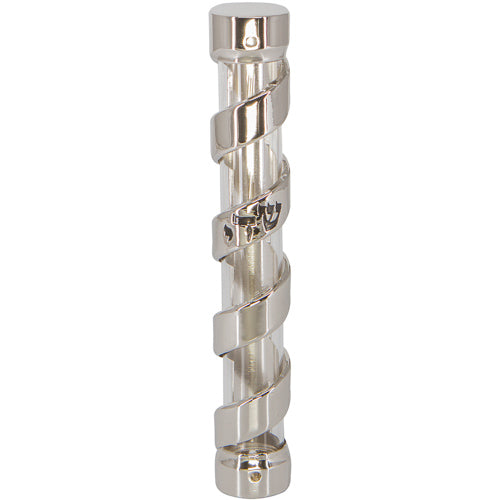 Nickel Mezuzah with Perspex Tube 12cm-with 