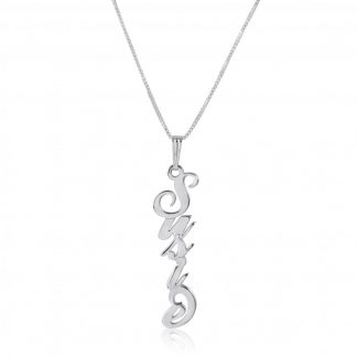 Sterling Silver Vertical English Script Name Necklace