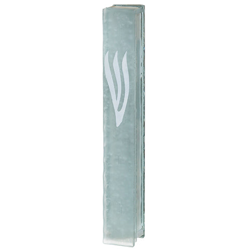 Matte Glass Mezuzah 12 cm with Silicon Stopper- White 