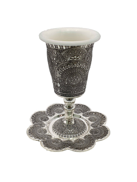Ornate Silver-Plated Kiddush Goblet