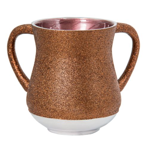Elegant Aluminum Washing Cup 13 cm - In Brown Glitter Coating