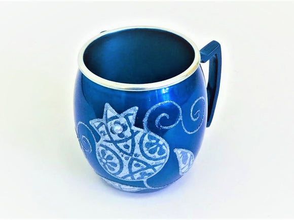 Small Metal Painted Washing Cup - Blue