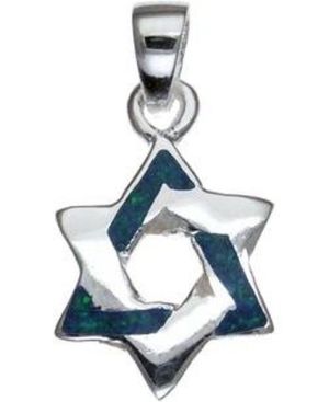 Star of David with Opal Sterling Silver Pendant