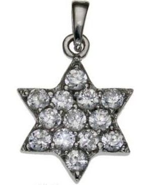 Crystal Studded Star of David Sterling Silver Pendant