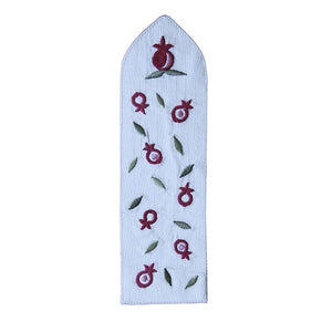 Bookmark - Embroidered - Pomegranates White