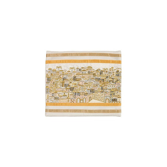 Tefillin Bag - Full Embroidery - Jerusalem Silver/Gold