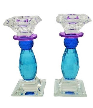 Blue & Purple Crystal Candlesticks 19 cm