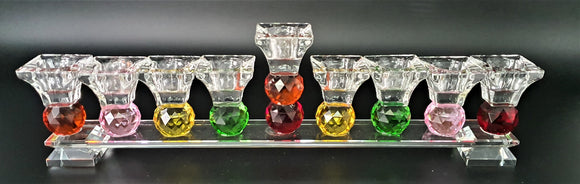 Crystal Menorah 14 cm Multicolored Spheres