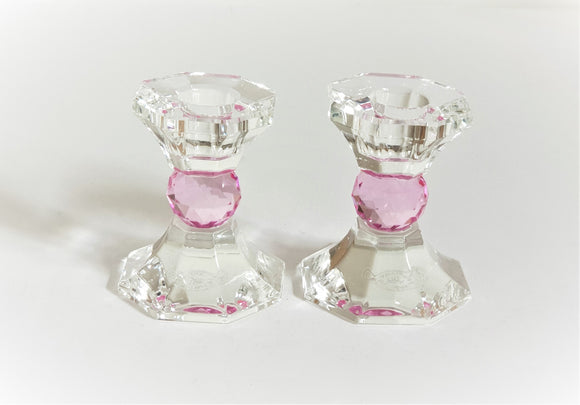 Small Pink Crystal Candlesticks