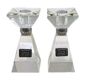 Pyramid Pair of Crystal Candlesticks