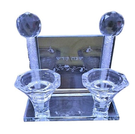 Pair of Backed Crystal Candlesticks