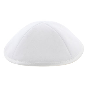 Suede Kippah Ultra 19cm- with Pin Spot- White