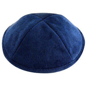 Corduroy Kippah 19cm- with Pin Spot- Dark Blue