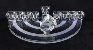 Crystal Semi Oval Menorah with Dreidel