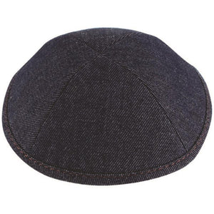 Denim Kippah 19 cm- with Pin Spot, Brown String