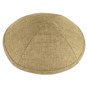 Linen Rounded Kippah 19cm- Green