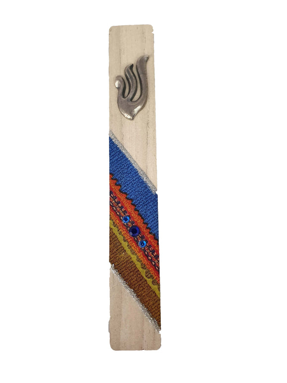 Wood Mezuzah 12 cm Collage - Multicolored