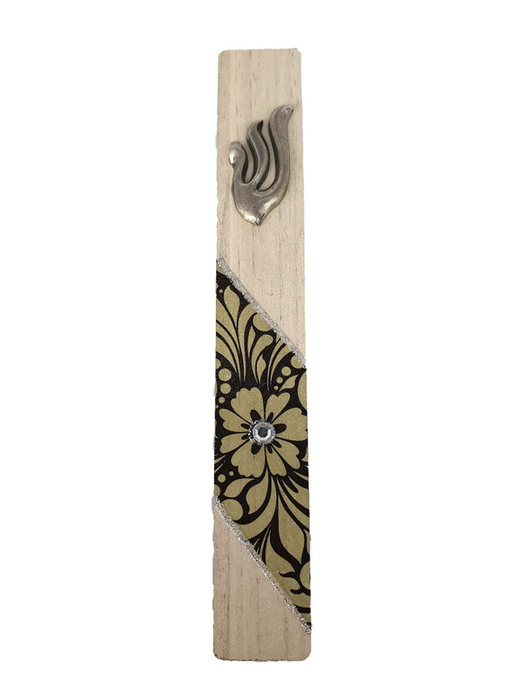 Wood Mezuzah 12 cm Collage - Flowers