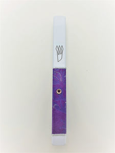 White Metal Mezuzah 12 cm - Purple