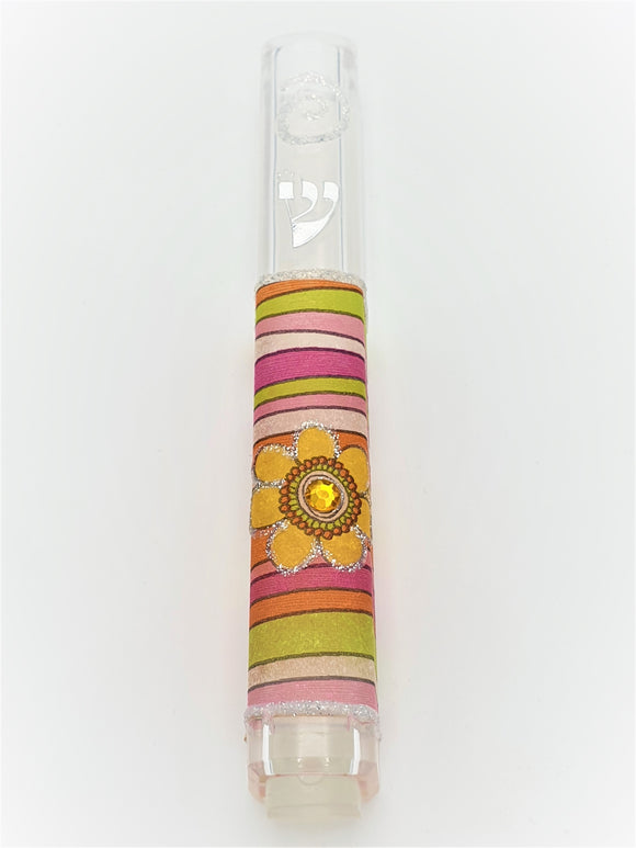 Acrylic 12 cm Mezuzah Decorated - Multicolored