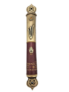 Pewter Crown Mezuzah 12 cm - Brown