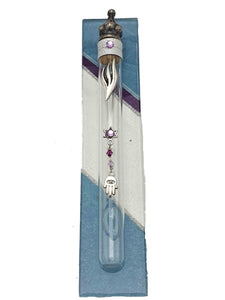 Rectangular Backed Acrylic Mezuzah 12 cm - Pale Blue