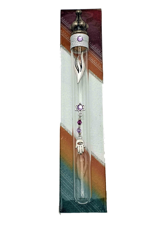 Rectangular Backed Acrylic Mezuzah 12 cm - Multicolored