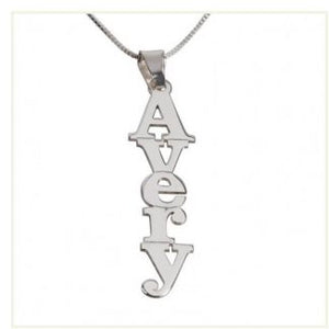 Sterling Silver Vertical English Name Necklace