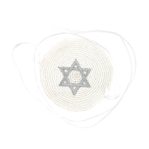 Knitted Kippah 7cm- with Silvered Star of David