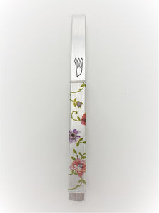 Silver Metal Mezuzah 15 cm - Flowers