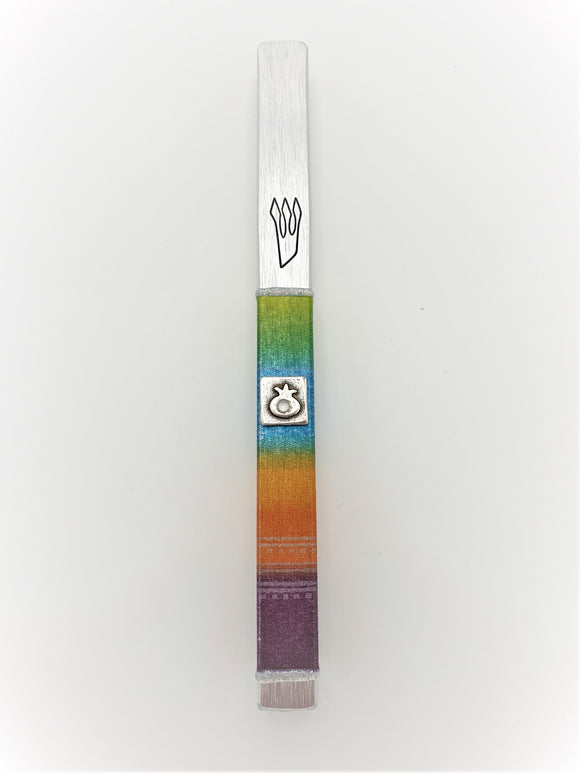 Silver Metal Mezuzah 15 cm - Multicolored