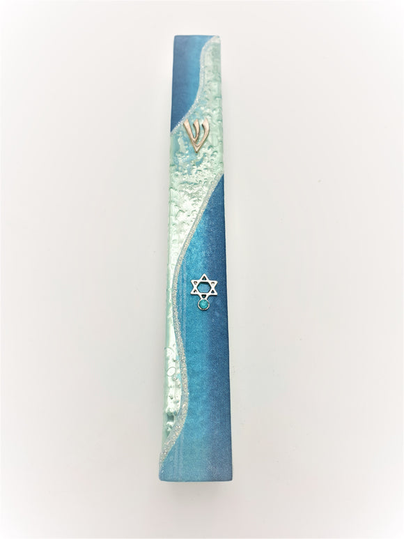 Glass Mezuzah 15 cm - Blue