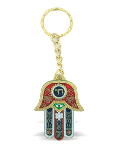 Traveler's Prayer Keychain 6cm- Hebrew - Red "Chai"