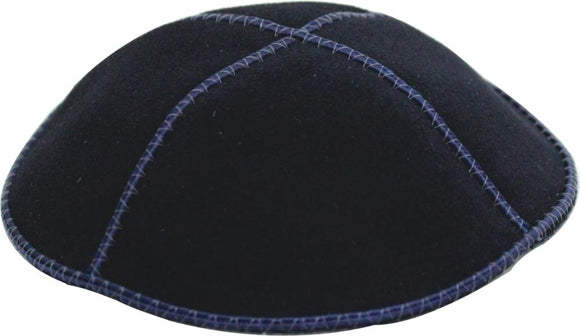 Suede Kippah 16 cm- Navy Blue
