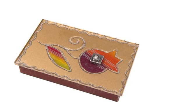 Large Gold Multicolored Pomegranate Matchbox Holder