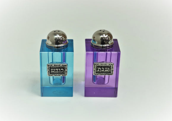 Crystal Blue & Purple Cube Salt & Pepper Set