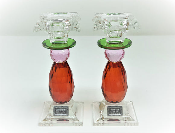 Crystal Candlesticks with Multicolored Stem