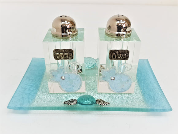 Salt & Pepper Pale Blue Pomegranate with Tray 8 cm