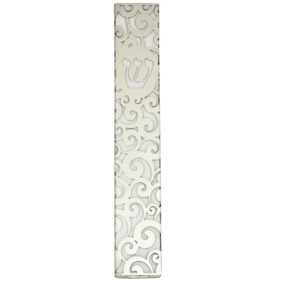 Aluminum Mezuzah 12cm- with Ornate Plaque