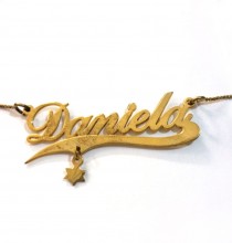 Gold-Plated Sterling Silver English Name Necklace With Flourish and Star of David
