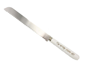 White "Shabbat" Challah Knife with Ceramic Handle - II