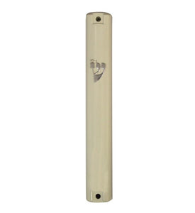 Plastic Mezuzah with Rubber Cork 15 cm- Beige and Silver