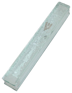 Glass Mezuzah with Silicon Cork 10cm- "Shattered Glass" Design