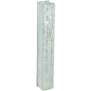 Glass Mezuzah with Silicon Cork 12cm- "Shattered Glass" Design