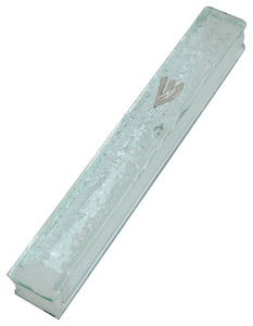Glass Mezuzah with Silicon Cork 15cm- "Shattered Glass" Design