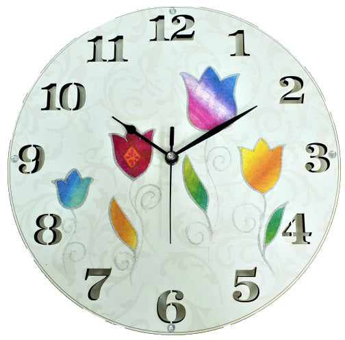 Multicolored Tulips Covex Clock 32 cm