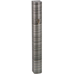 Aluminum Mezuzah 12cm-3D Metallic Gray Striped Design