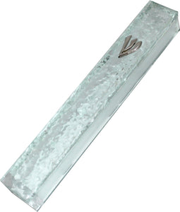 Glass Mezuzah with Silicon Cork 7cm- "Shattered Glass" Design